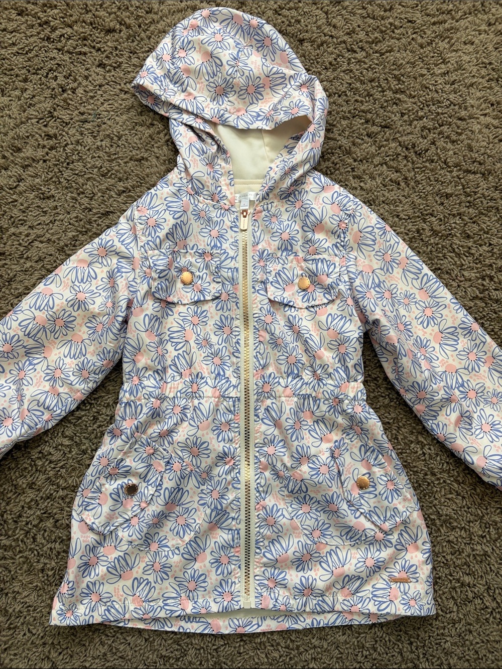 Tahari Pink & Blue Floral Hooded Windbreaker - Picture 1 of 4